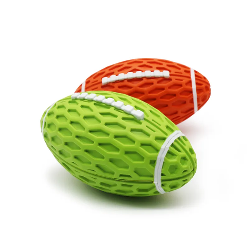 SkyRus Игрушка для собак резиновая "Мяч регби с сотами", оранжевая, 14.5x8.2x7.9см