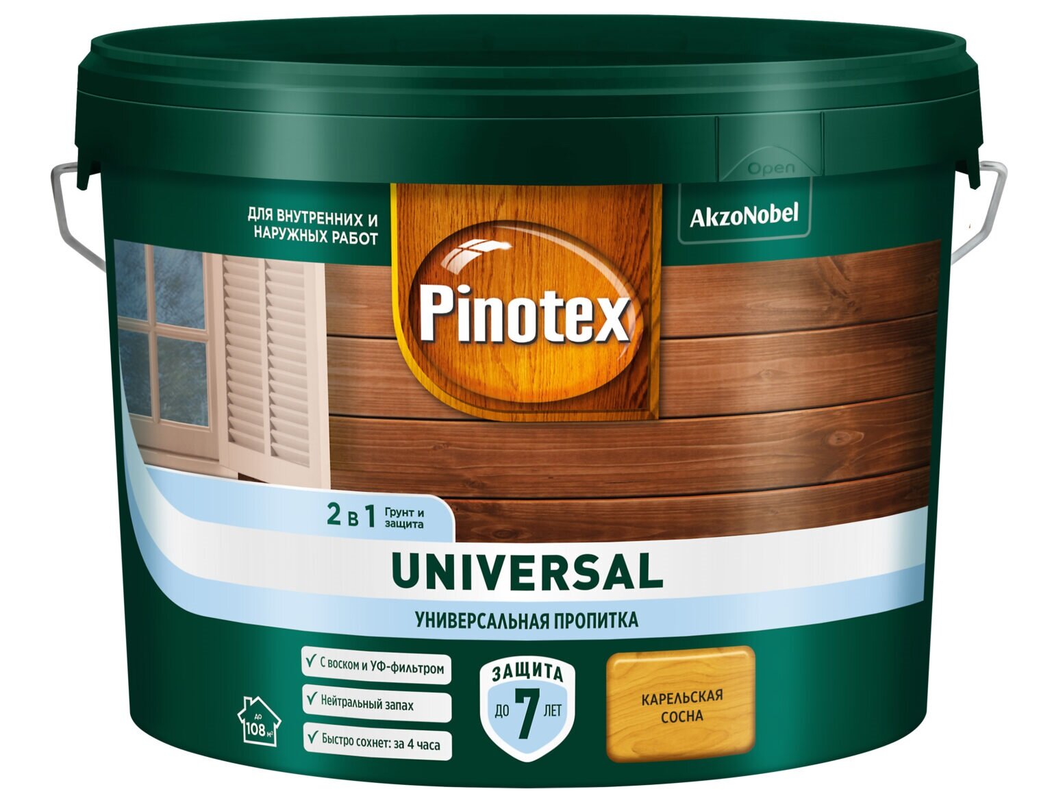 PINOTEX Universal 2в1 Карельская сосна 9 л