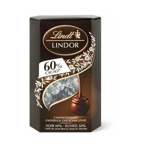 Шоколадные конфеты Lindt Lindor (Линдор) из тёмного шоколада / Extra Dark, какао не менее 60% 200 гр