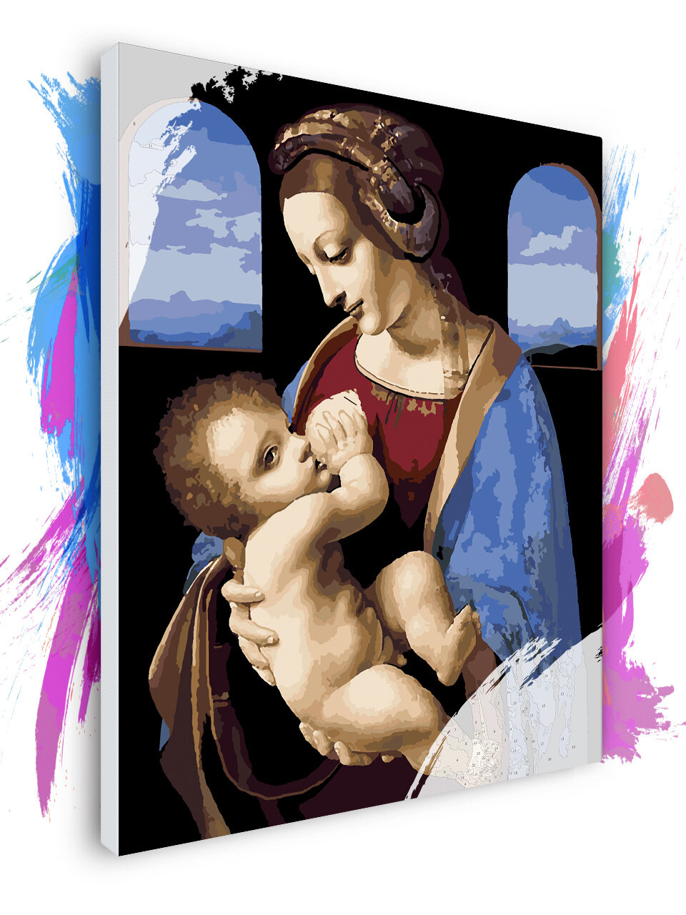 Картина по номерам на холсте Леонардо Да Винчи Мадонна с младенцем, 40 х 50 см