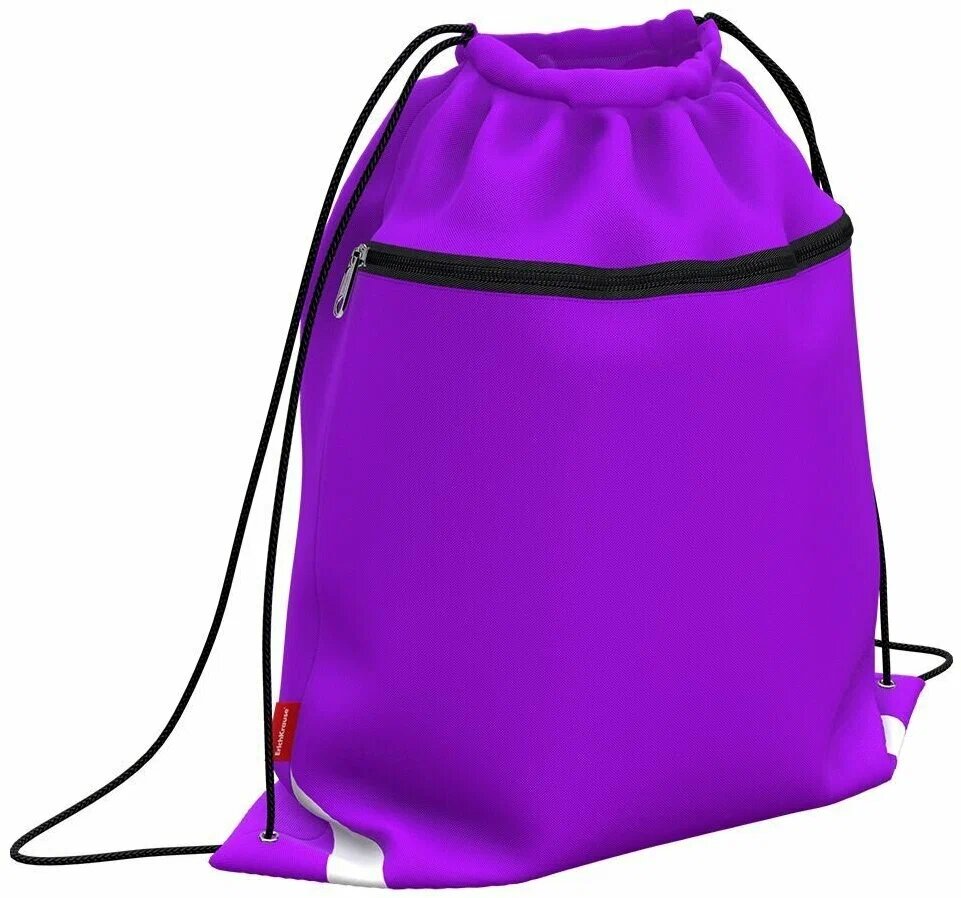 Мешок для обуви ErichKrause® с карманом на молнии 500х410мм Neon® Violet,1шт.