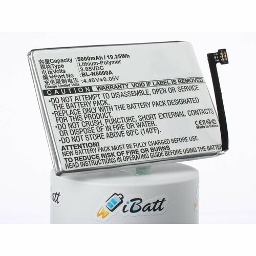Аккумуляторная батарея iBatt 5000mAh для BL-N5000A аккумуляторная батарея ibatt 2200mah для motorola xt1754 xt1755 moto c dual sim moto c dual sim td lte in xt1758