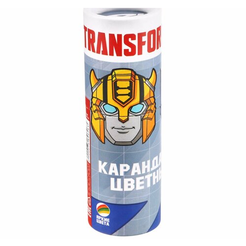 Карандаши цветные в тубусе мини, 12 цветов, Transformers