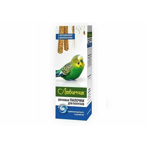 Любимчик Лакомство Палочки зерновые для волнистых попугаев, с витаминами и минералами, 90 г