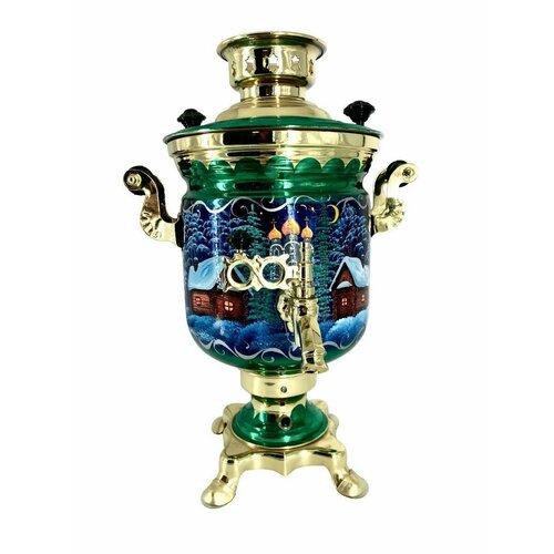 Самовар электрический Зимняя деревня 3 литра с автоотключением