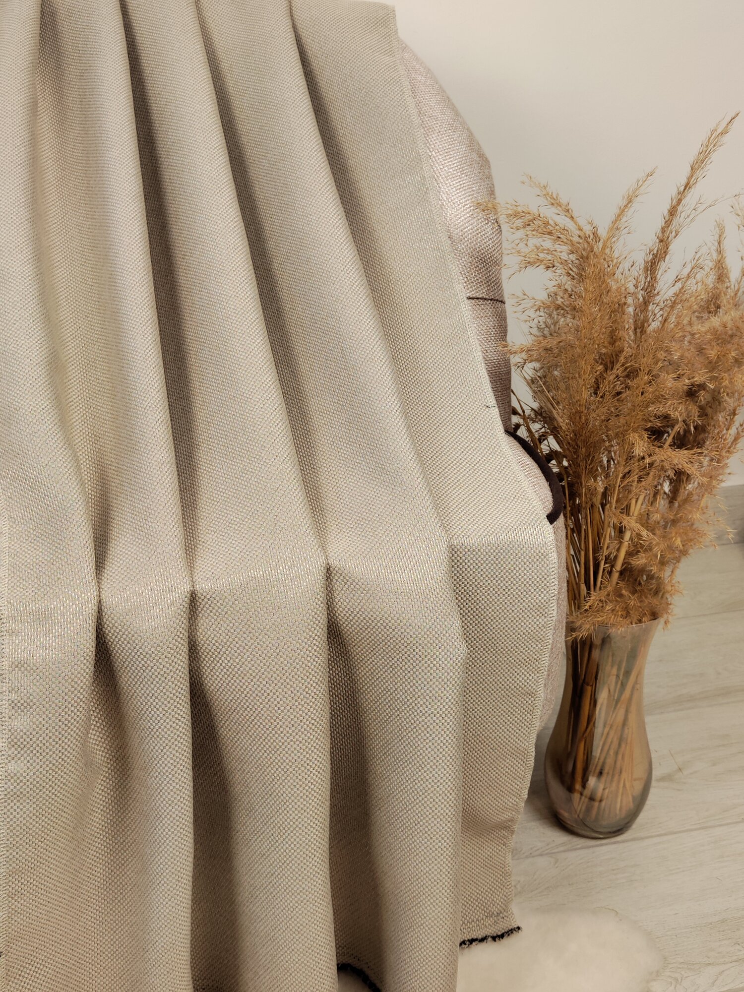 фото Ткань для пошива штор "Блэкаут лен рогожка" на отрез от 1 м, цвет пломбир