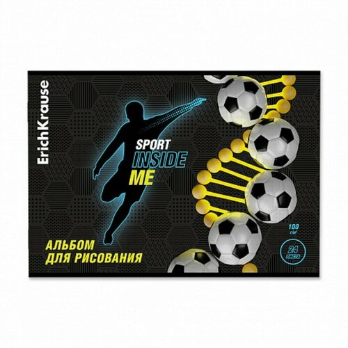 Альбом для рисования А4, 24 листа, блок 100 г/м², на скобе, Erich Krause Sport DNA