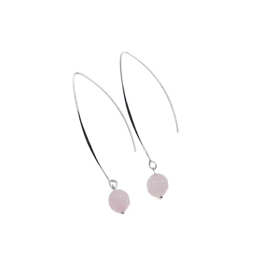 Серьги с подвесками  Розовый кварц