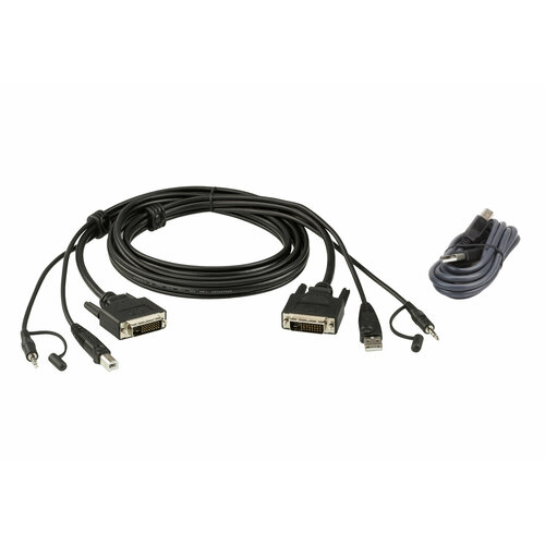 kvm кабель aten 2l 5206p Набор защищенныйх кабелей KVM USB DVI ATEN 2L-7D02UDX2