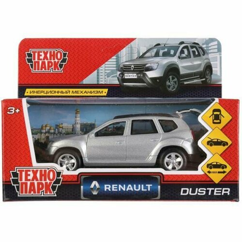 Машина Renault Duster серебр. (12см) откр. дв, инерц, в/к машина nissan qashqai синий 12см откр дв инерц в к qashqai b