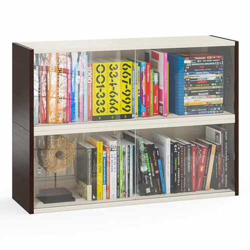 Комплект из двух книжных полок со стеклом Мебельный Двор КН-01 цвет венгедуб 7238₽