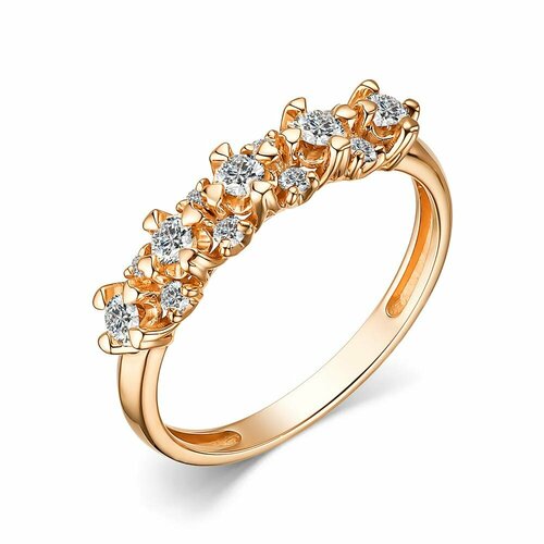 Кольцо АЛЬКОР, красное золото, 585 проба, бриллиант, размер 16.5 кольцо с 4 бриллиантами из красного золота