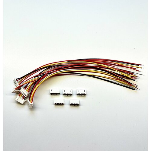 контактный разъем jst 1 25 5 pin mini папа мама Набор кабелей с разъемом JST XH 2.54мм 5pin 20см 5 штук