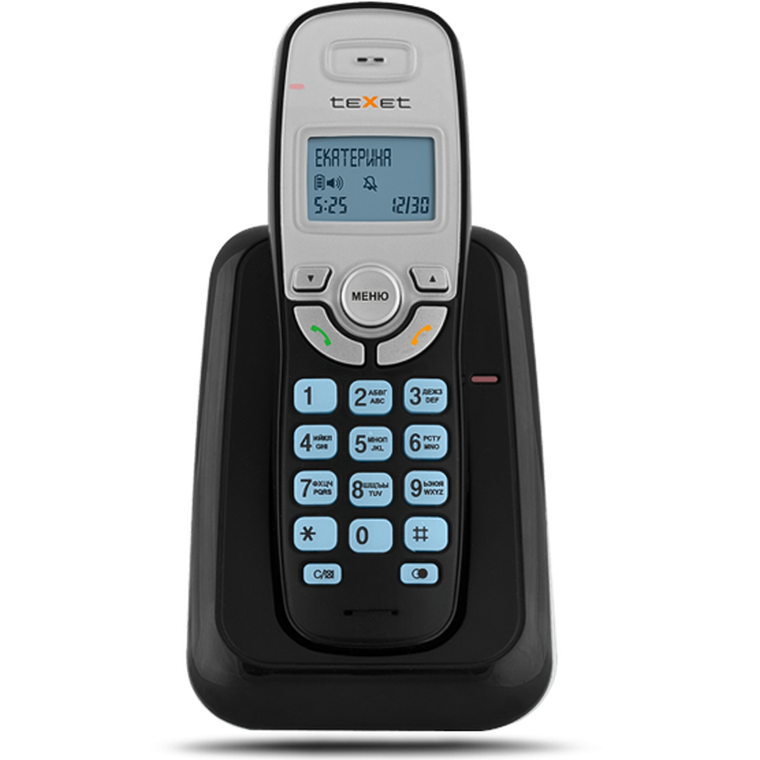 Телефон TEXET TX-D6905A DECT черный (громкая связь, телефонная книга на 50 имен и номеров, определитель номера, будильник)