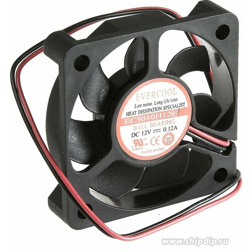 EC5010H12C, Вентилятор 12В, 50х50х10мм , 1 подш. качения/1 подш. скольжения, 5000 об/мин