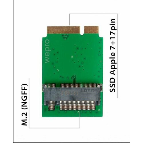 Переходник (adapter) для SSD M.2 SATA для Apple MacBook Air / Pro / iMac 2012 / NFHK N-2012NB адаптер переходник для установки диска ssd m 2 sata b m key в разъем apple ssd 7 17 pin на macbook air pro imac mid 2012 early 2013