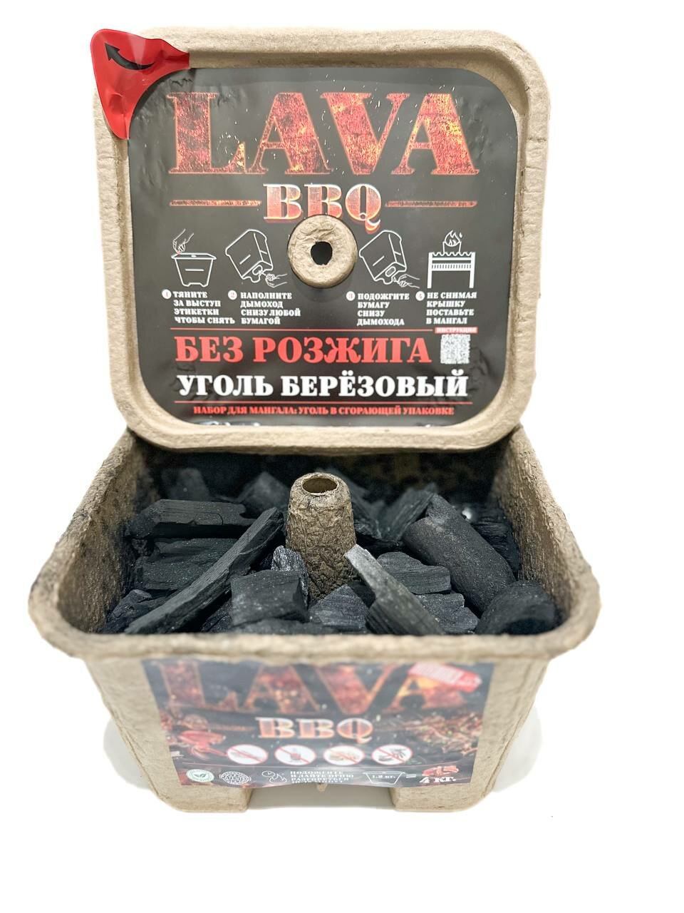 Уголь березовый в коробке 1,2 кг LAVA BBQ