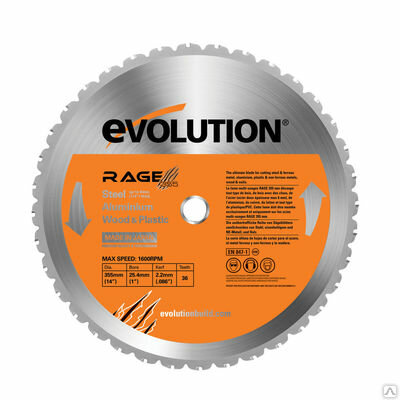 фото Диск пильный многоцелевой Evolution RAGE BLADE 355 MULTI 355х25,4х2,2 универсальный RAGEBLADE355MULTI