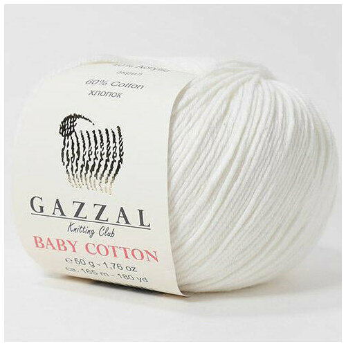 Пряжа Gazzal BABY COTTON 3410 белый (10 мотков)