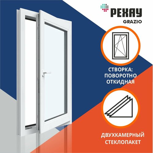 Окно двухкаменое 800x650 мм поворотно-откидное GRAZIO | vitraj-okna-14806-rfbs