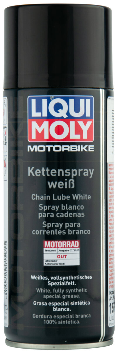 Смазка мотоцепи Liqui Moly Racing Kettenspray Weiss белая аэрозоль 400мл