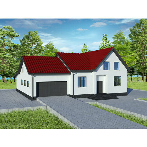 Проект жилого дома STROY-RZN 15-0031 (386,2 м2, 16,18*15,13 м, газобетонный блок 400 мм. декоративная штукатурка)