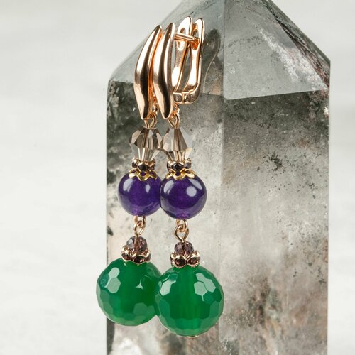 Серьги Diana Savitskaya, агат, зеленый