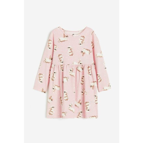 Платье H&M, размер 110-116см (4-6 лет), розовый платье для девочки с длинными рукавами и принтом knot розовый