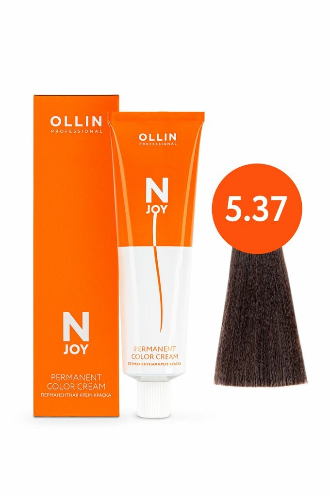 Ollin N-JOY крем-краска для волос 5/37 светлый шатен золотисто-коричневый 100мл