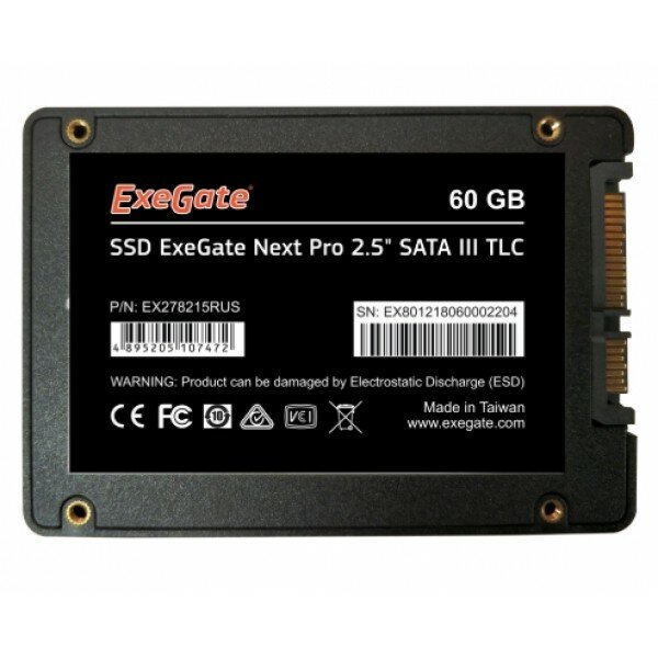 Накопитель SSD 2.5" 60GB ExeGate Next A400TS60 (SATA-III, 3D TLC) (EX280421RUS) - фото №16