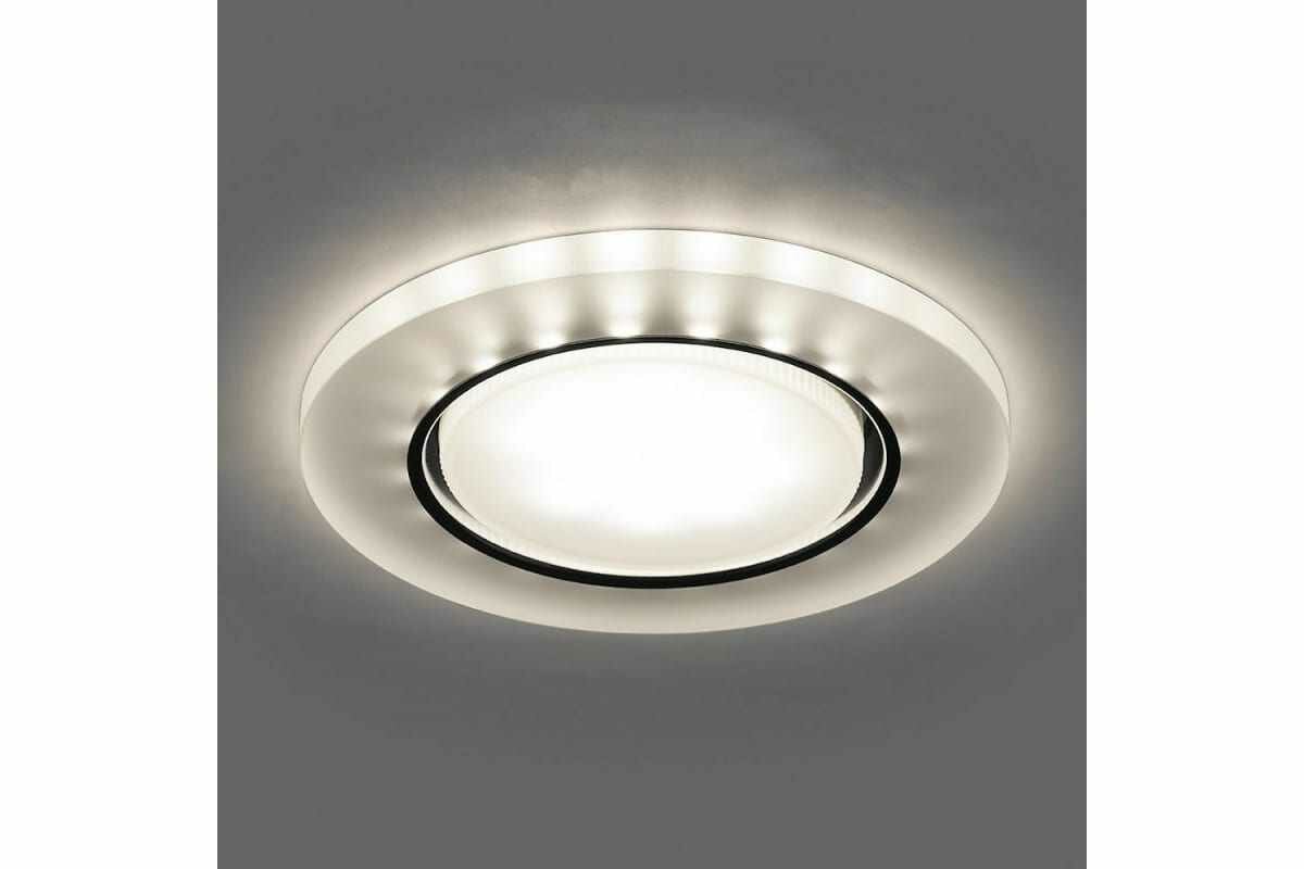 Встраиваемый светильник для натяжных потолков с белой LED подсветкой Feron CD5020 GX53, белый матовый, 32659