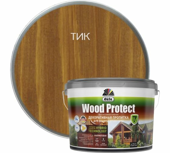 Пропитка Dufa Wood Protect 0.75л Тик для Защиты Древесины с Воском / Дюфа Вуд Протект.