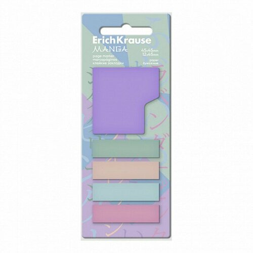 Закладки с клеевым краем бумажные 4х12х45 мм 1х45х45 мм ErichKrause Manga 100 листов 5 цветов 378₽
