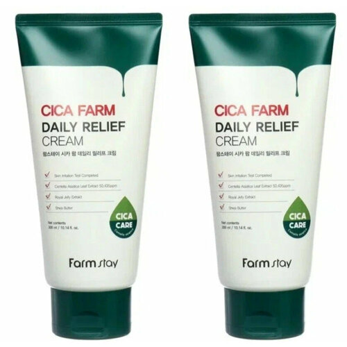 Крем для лица успокаивающий Farmstay Cica Farm Active Cream, многофункциональный, с центеллой азиатской, 300 мл, 2 шт