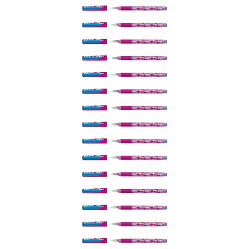 LOREX Ручка масляная Aesthetic Double Soft синий, круглый корпус, грип, игольчатый наконечник, Ultra-soft Touch, 0,7 мм, 15 шт