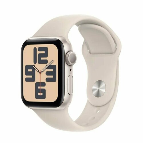 apple watch se 2023 gps 40mm aluminium case with sport band m l starlight сияющая звезда mr9v3 Смарт-часы Apple Watch Series SE 2023 (GPS), 40mm, Starlight Sport Band