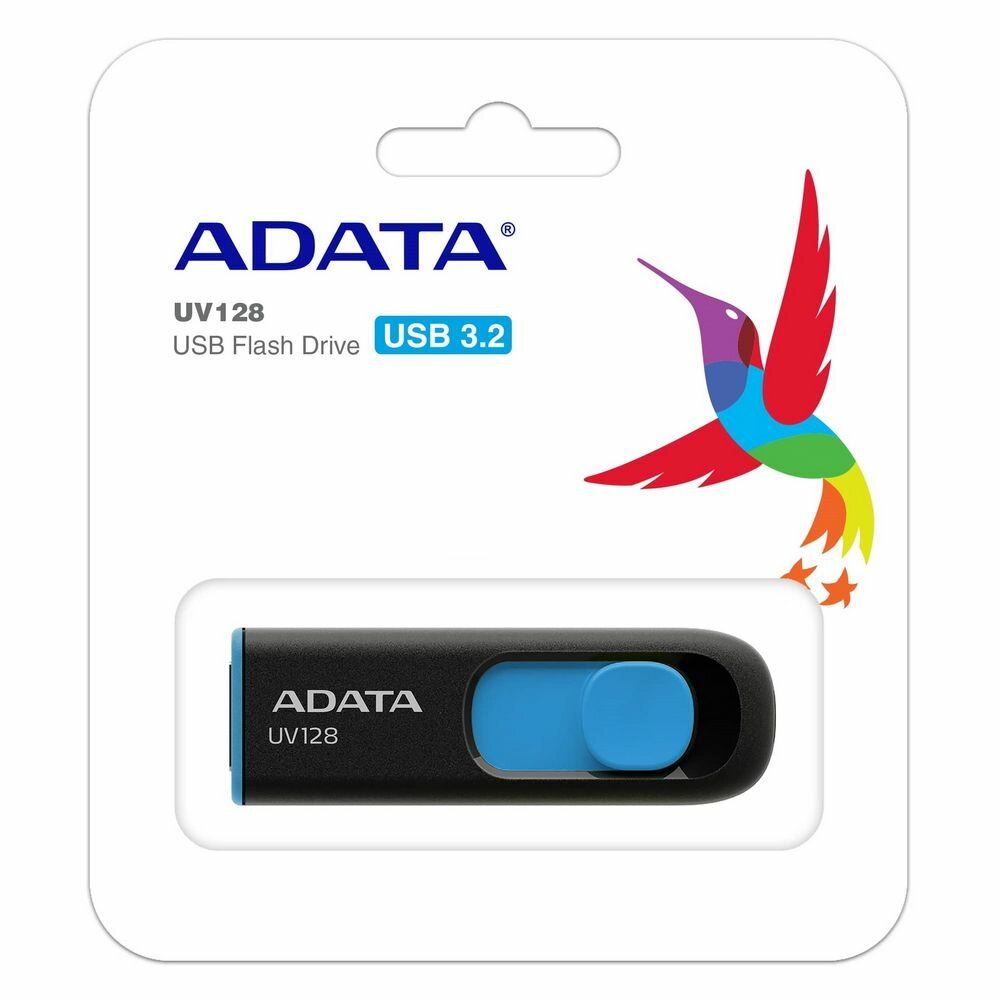 Флешка A-Data DashDrive UV128 256ГБ USB3.0 черный/синий (AUV128-256G-RBE) - фото №5
