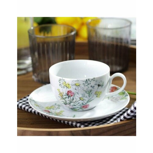 Чашка с блюдцем 250 мл Yvonne декор Полевые цветы 1 шт 1511₽