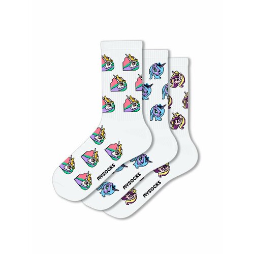 Носки MySocks, 3 пары, размер 36-43, белый пакет my little pony follow your heart подарочный большой 7