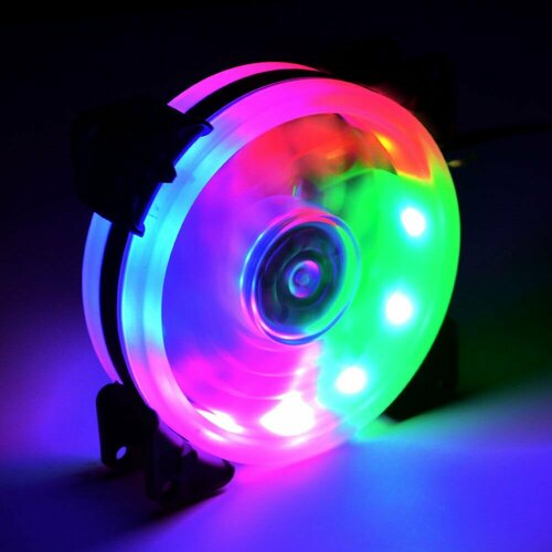 Вентилятор для ПК 92мм Metalfish c разноцветной подсветкой / Кулер для компьютера с подсветкой / Корпусный вентилятор 92мм