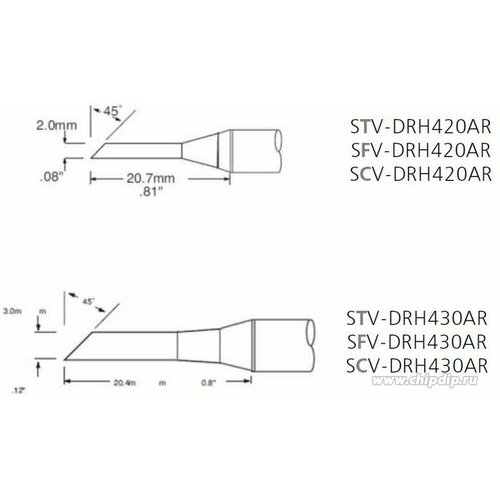 STV-DRH430AR, Наконечник для PS-900 миниволна удлиненная 3 х 20.4 мм