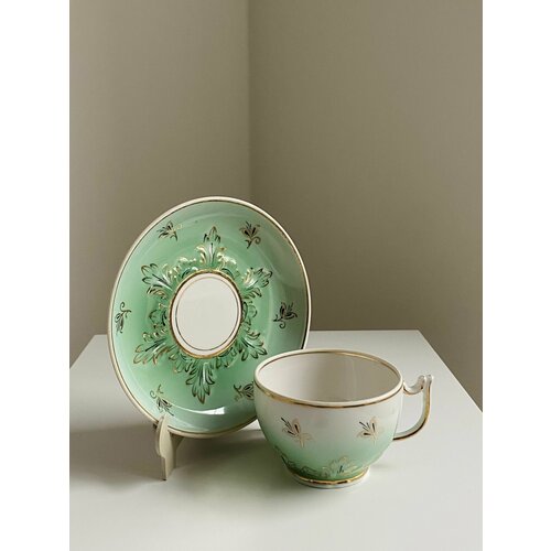 Кофейная пара Цветы Фарфор СССР Вербилки орнамент Позолота 2790₽