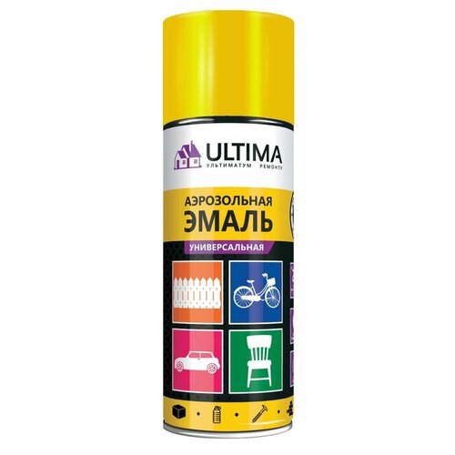 Аэрозольная краска ULTIMA RAL 1018 желтый универсальная 520 мл ULT016