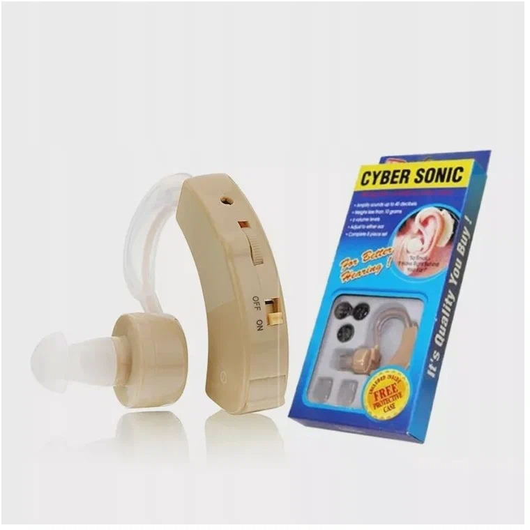 Беспроводной заушный слуховой аппарат Кибер Соник "Cyber Sonic" бежевый
