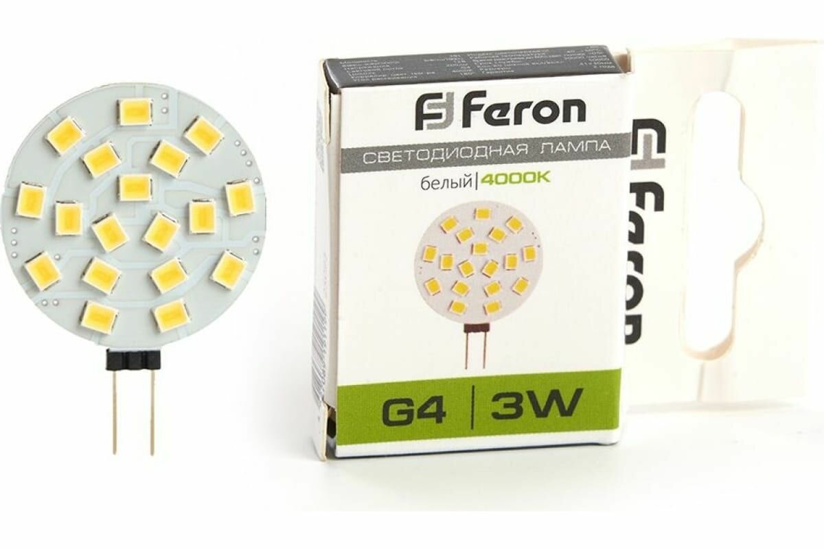 Светодиодная лампа FERON 3W 12V G4 4000K, LB-16 25093