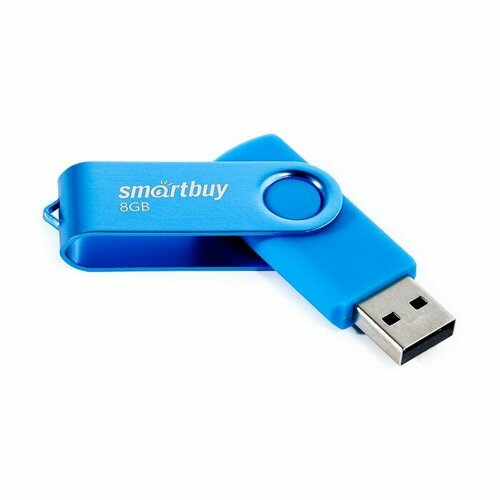 Флешка Smartbuy Twist, 8 Гб, USB 2.0, чт до 25 Мб/с, зап до 15 Мб/с, синяя флешка smartbuy twist 16 гб usb 2 0 чт до 25 мб с зап до 15 мб с черная