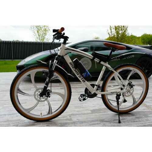 Велосипед RICHIESTO Литые диски Горный Спортивный Городской Прогулочный 26 дюймов колеса Стальная рама белый 27700₽