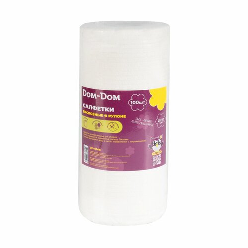 Салфетки Doм-Doм, вискоза, в рулоне, 25 x 30 см, 100 шт