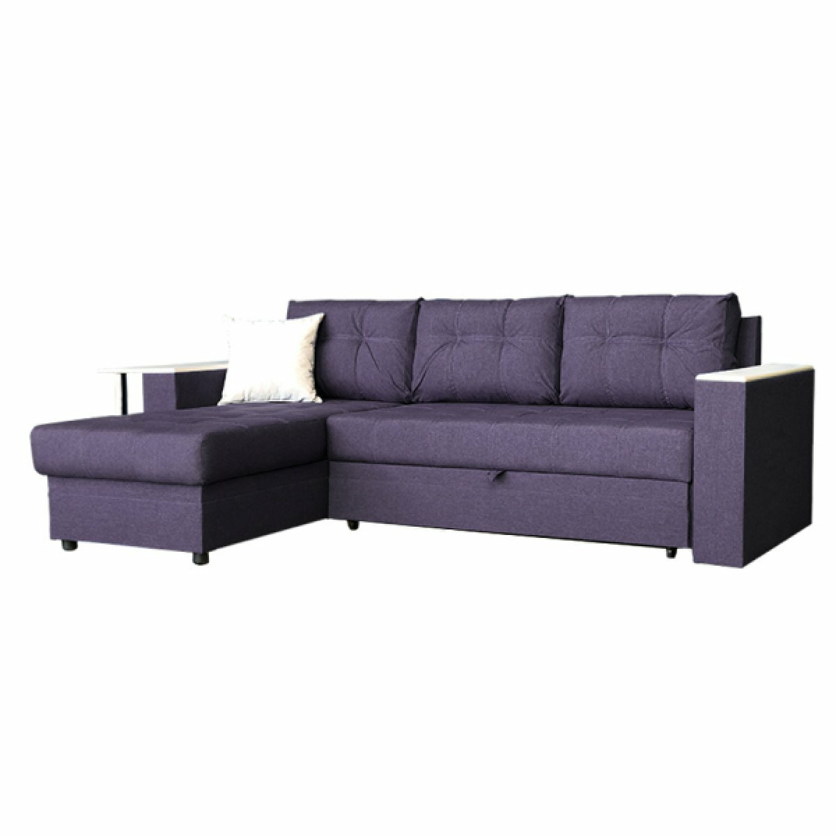 Угловой диван с баром "Атлант" - Кватро 10 (рогожка), дуб беленый