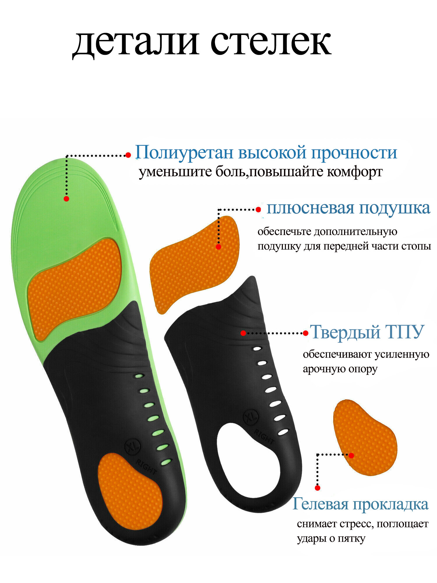 Дышащие ортопедические стельки для занятий спортом(41-43))